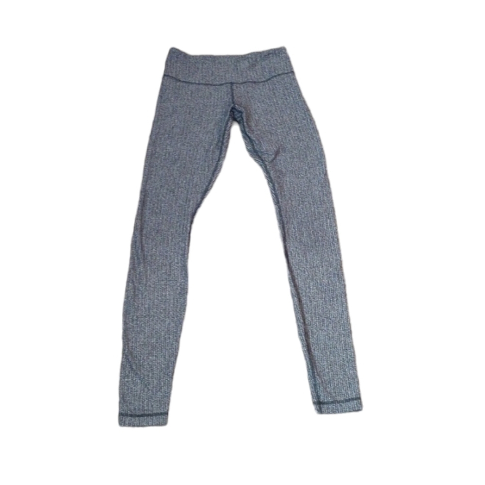 Lululemon Womens Leggings Sz 4 Grey Black Herringbone Workout Exercise Running